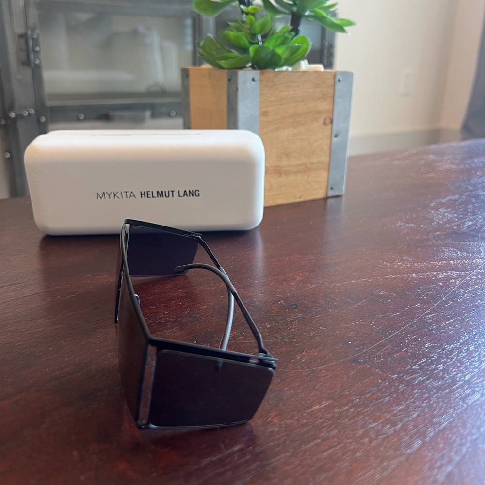 Mykita x Helmut Lang Rectangular Shield Sunglasses Black Minimalist Germany - Picture 5 of 7